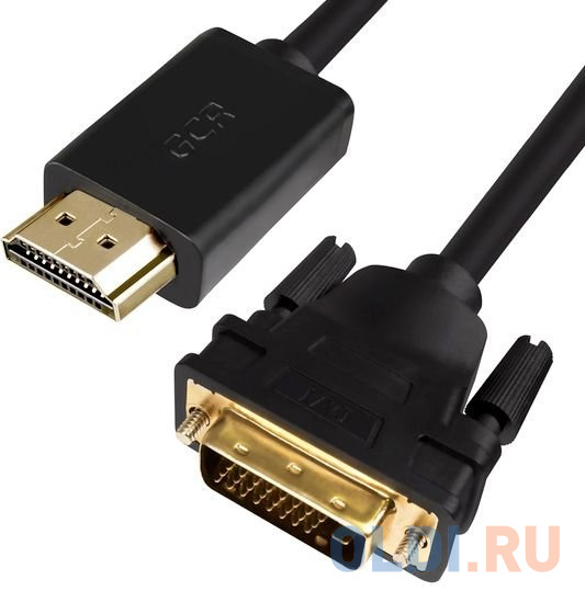Greenconnect Кабель HDMI-DVI 7.5m черный, OD7.3mm, 28/28 AWG, позолоченные контакты, 19pin AM / 24+1M AM double link, GCR-HD2DVI1-7.5m, тройной экран переходник aopen hdmi 19f to dvi d 25m позолоченные контакты aca312