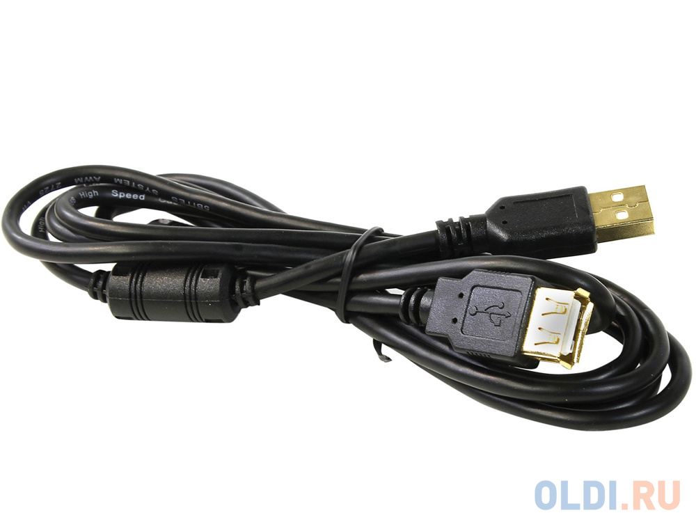 Кабель USB 2.0 AM-AF 1.8м 5bites ферритовые кольца черный UC5011-018A кабель usb 2 0 am bm 3 0м 5bites позолоченные контакты ферритовые кольца uc5010 030a