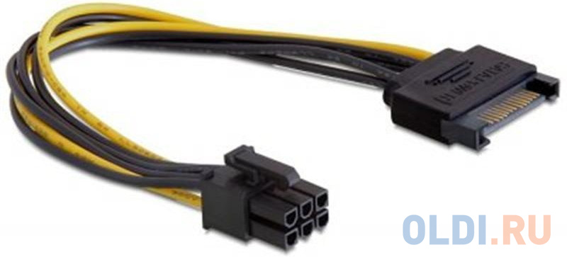 Cablexpert Разветвитель питания SATA->PCI-Express 6pin, для подключения в/к PCI-Е (6pin) к б/п ATX (CC-PSU-SATA) сетевой фильтр cablexpert snake 4 розетки 10а 2хusb ур защиты 4 белый 2 м
