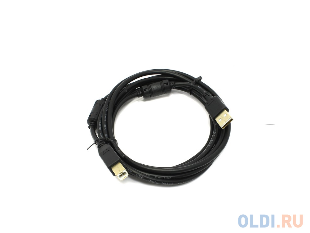 Кабель USB 2.0 AM-BM 3.0м 5bites позолоченные контакты ферритовые кольца черный UC5010-030A фото