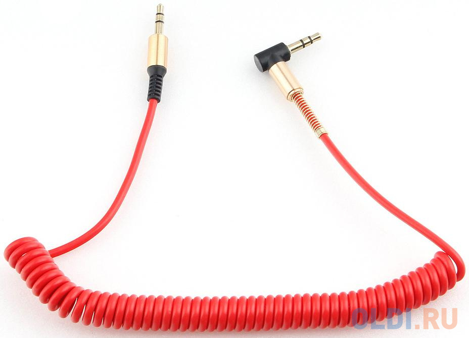 Кабель аудио (угловой) спиральный Cablexpert CCAB-02-35MMLC-1.8MR. 3.5 джек (M)/3.5 джек (M), красный, 1.8м, блистер cablexpert кабель интерфейсный sata 30см угловой разъем 7pin 7pin защелка cc satam data90 0 3m