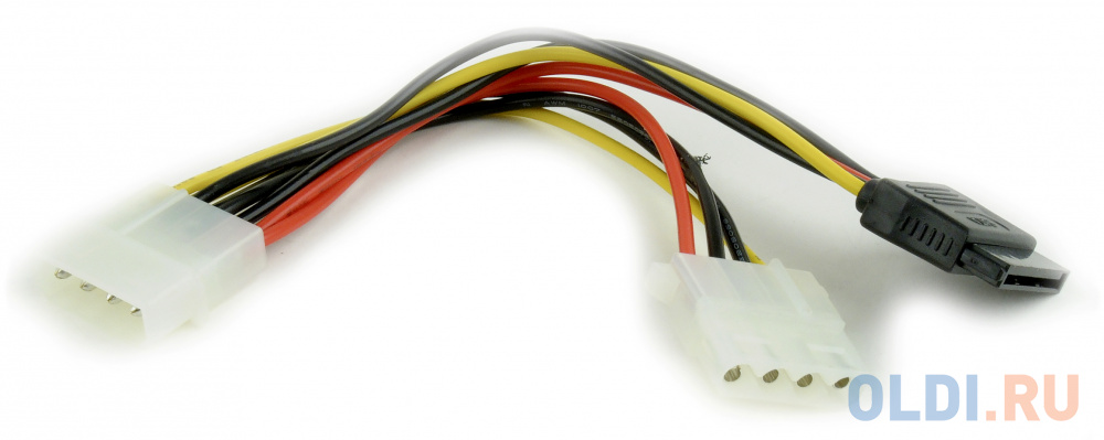 Кабель SATA molex 4pin/molex4pin+sata 15pin 0.15м на 2 устройства Gembird CC-SATA-PSY2 комплект кабелей интерфейсный 7pin 7pin 48см кабель питания 4pin 15pin 15см gembird cc sata