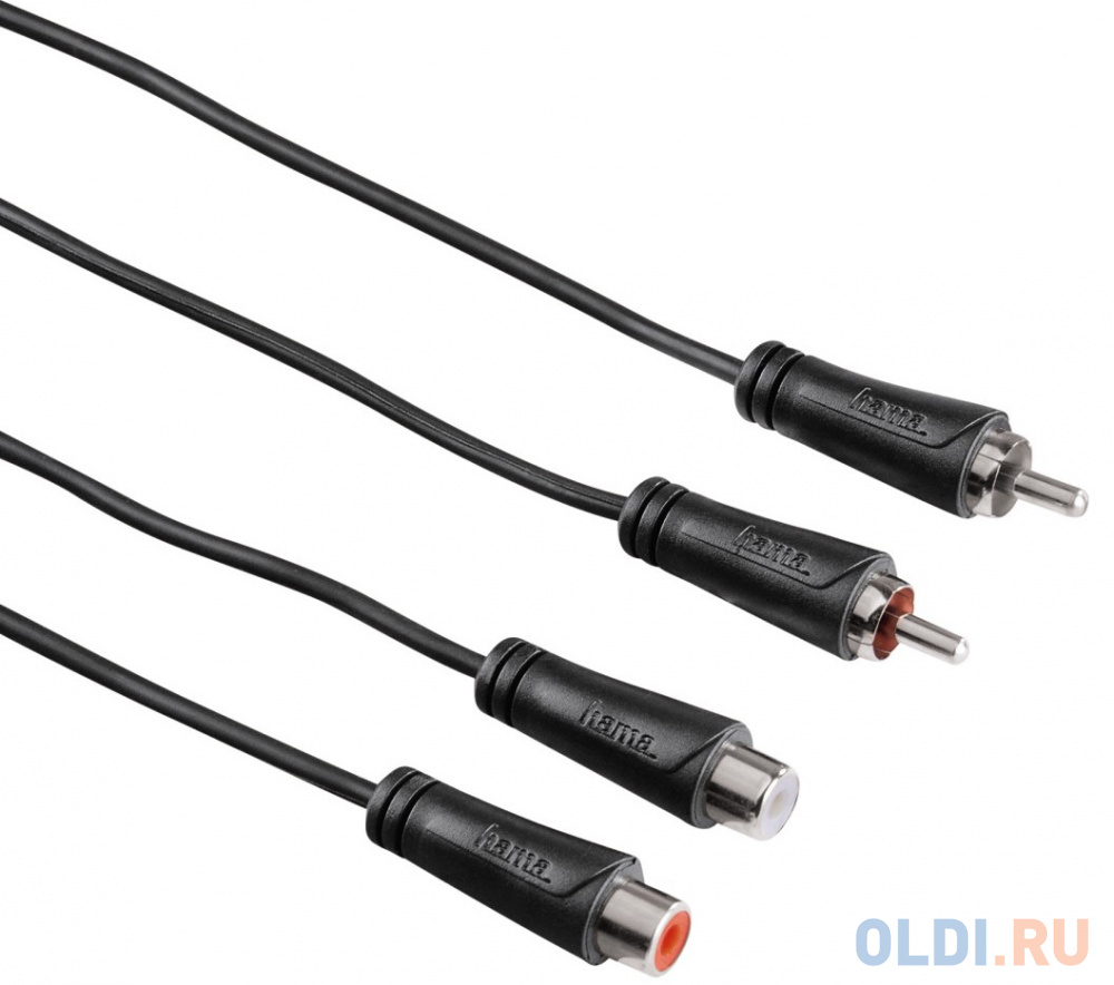 

Кабель соединительный 1.5м Hama 2xRCA (M) - 2xRCA (F) позолоченные контакты черный 00122276