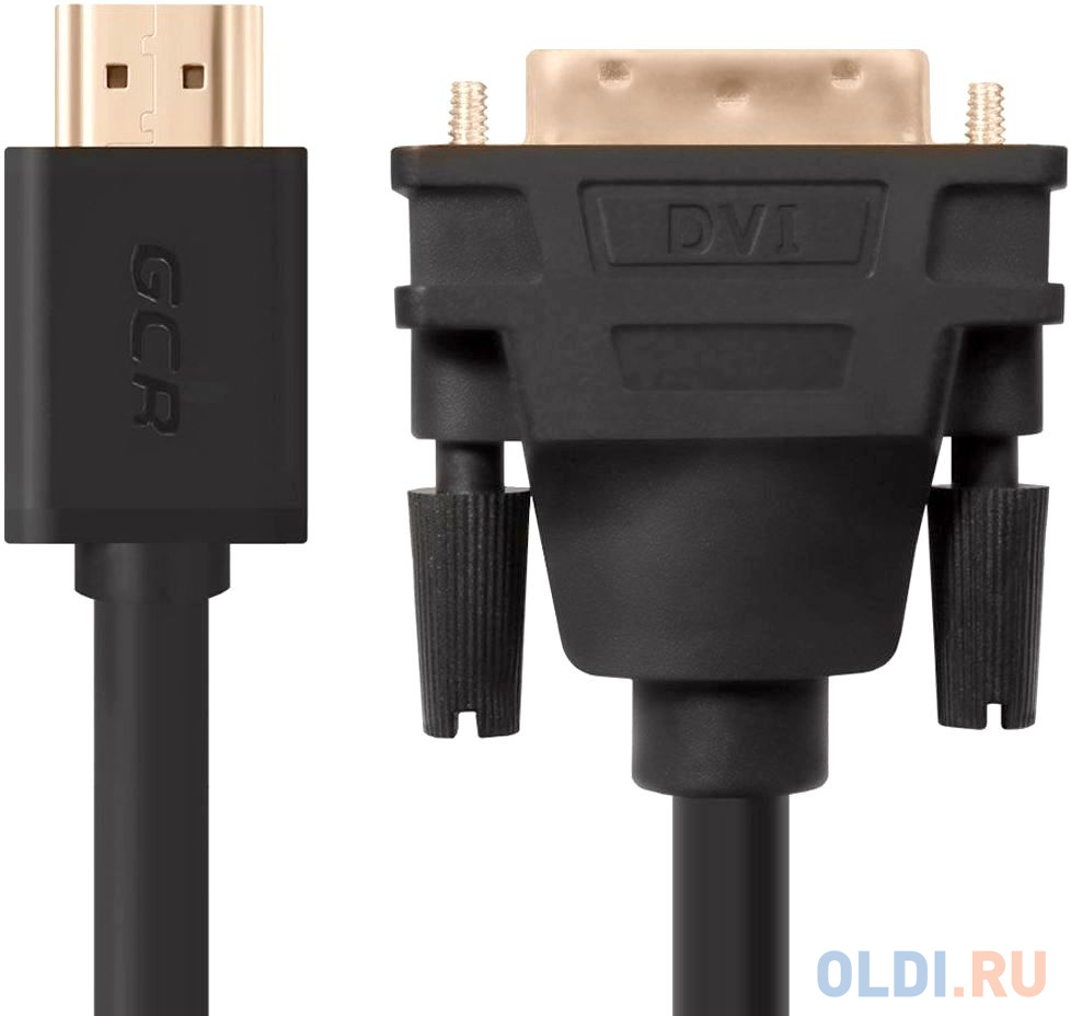 Greenconnect Кабель HDMI-DVI 1.8m черный, OD7.3mm, 28/28 AWG, позолоченные контакты, 19pin AM / 24+1M AM double link, тройной экран Вид№2