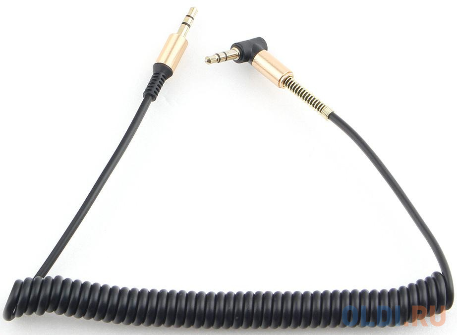 Кабель аудио (угловой) спиральный Cablexpert CCAB-02-35MMLC-1.8MB. 3.5 джек (M)/3.5 джек (M), черный, 1.8м, блистер подмотка для труб рекорд 50 м блистер 04002