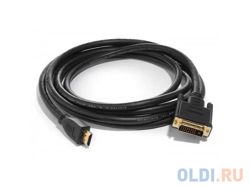 Bion Кабель HDMI-DVI-D 19M/19M, single link, экран, позолоченные контакты, 1.8м, черный [BXP-CC-HDMI-DVI-018] переходник hdmi f hdmi m 5bites поворотный позолоченные контакты hh1004g