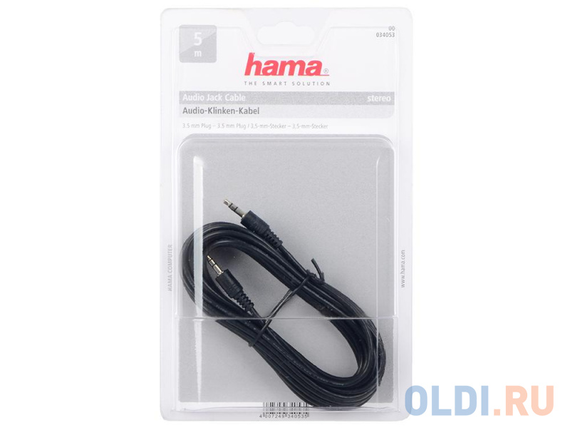 

Кабель 5.0м Hama 3.5 Jack (M) - 3.5 Jack (M) стерео черный H-34053