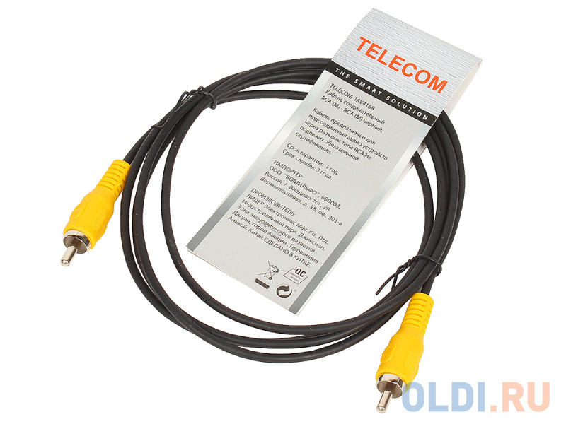 Кабель соединительный RCA (M) - RCA (M) черный 1,5m, Telecom <TAV4158-1.5M фото
