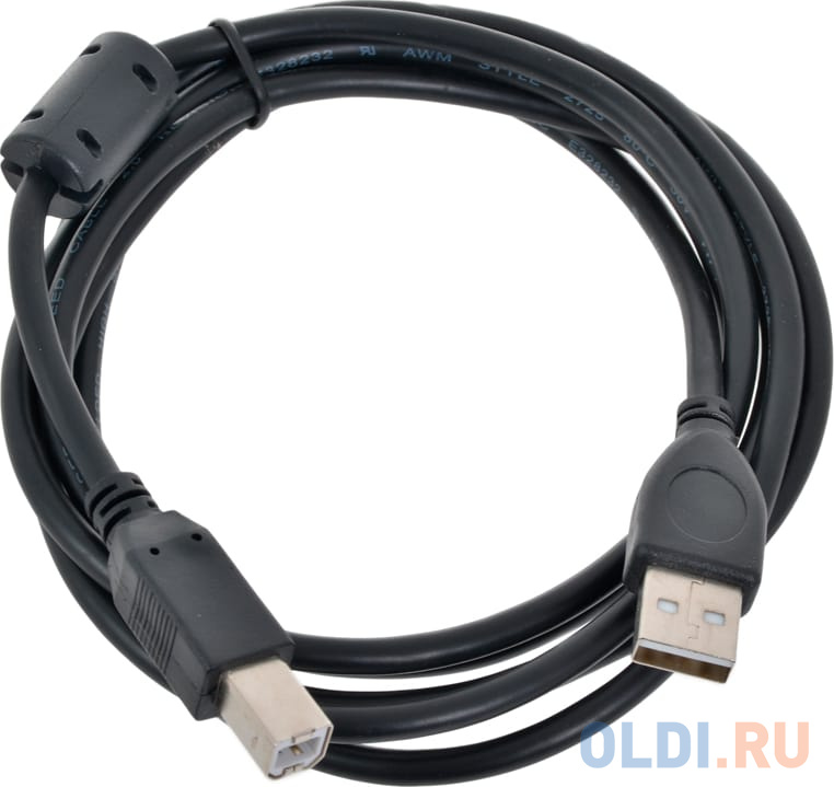 

Кабель USB 2.0 AM/BM 1.8м Pro Gembird, феррит.кольцо, черный, пакет CCF-USB2-AMBM-6