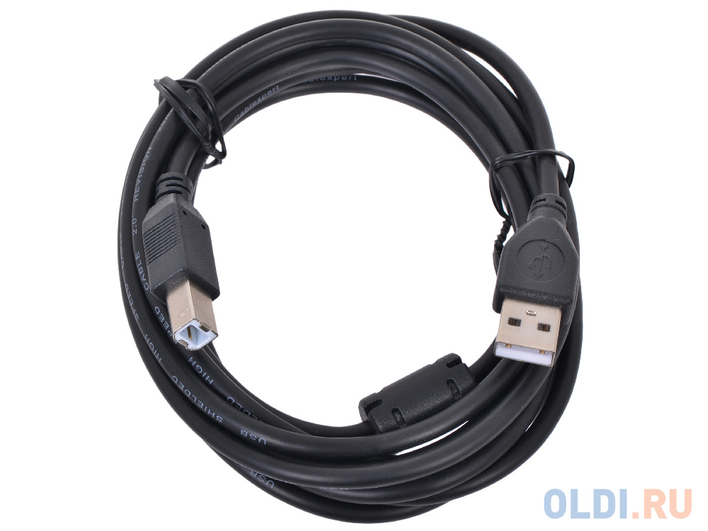 Кабель USB 2.0 AM/BM 3м Pro Gembird, феррит.кольцо,  черный, пакет CCF-USB2-AMBM-10 gembird uhb u2p7 02 концентратор usb2 питание блистер