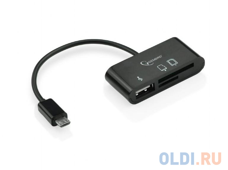 

Кабель USB 2.0 OTG Gembird с картридером для тел/планшетов UHB-OTG-01 USBAF, MicroSD, SD/MicroBM, 0.12м, блистер