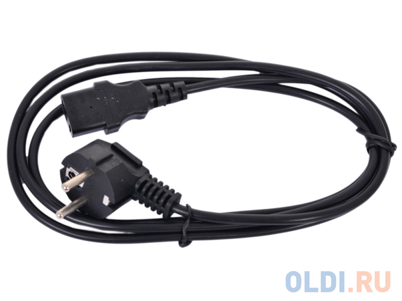 Кабель питания Cablexpert PC-186, 1.8м, Schuko- C13, 6А, черный, с заземлением кабель питания 3 0м hyperline с заземлением pwc iec13 shm 3 0 bk