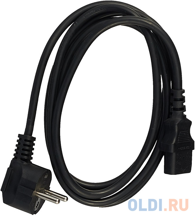 Кабель питания Gembird/Cablexpert PC-186-VDE, 1.8м, Schuko- C13, VDE, 10А, черный, с зазем., сечение кабеля 0,75 м2,  пакет от OLDI