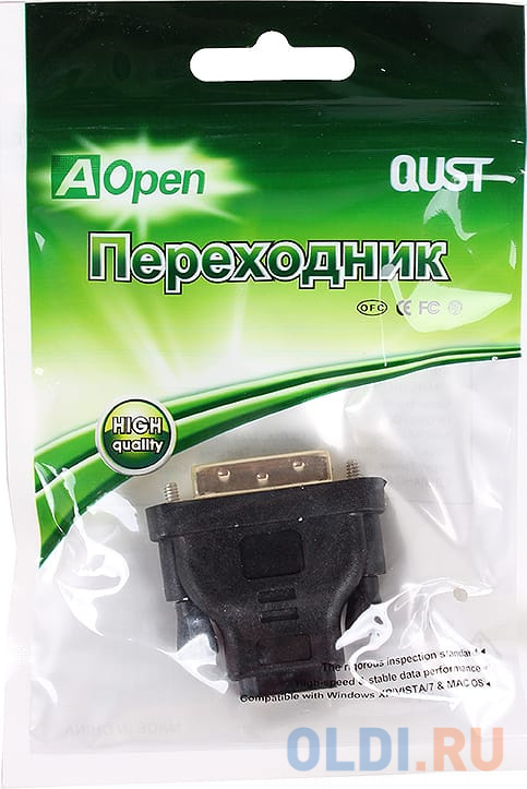 Переходник Aopen HDMI 19F to DVI-D 25M позолоченные контакты &lt;ACA312 Вид№3