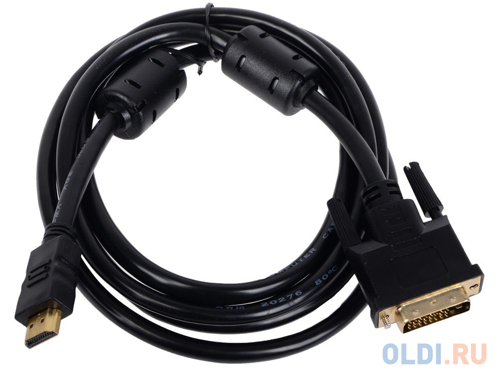 Кабель HDMI-DVI-D 1.8м Buro позолоченные контакты ферритовые кольца HDMI-19M-DVI-D-1.8M