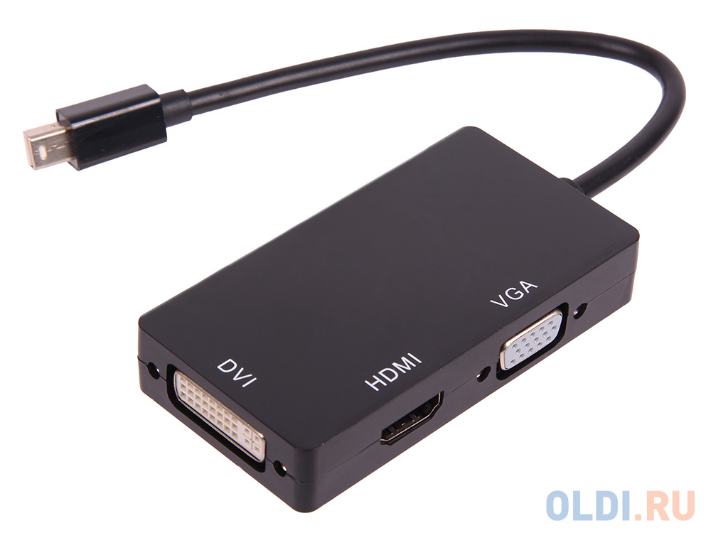 Кабель-адаптер Orient C310 Mini DisplayPort M -> HDMI/ DVI-I/ VGA, длина 0.2 метра, черный переходник dvi i vga buro 817238
