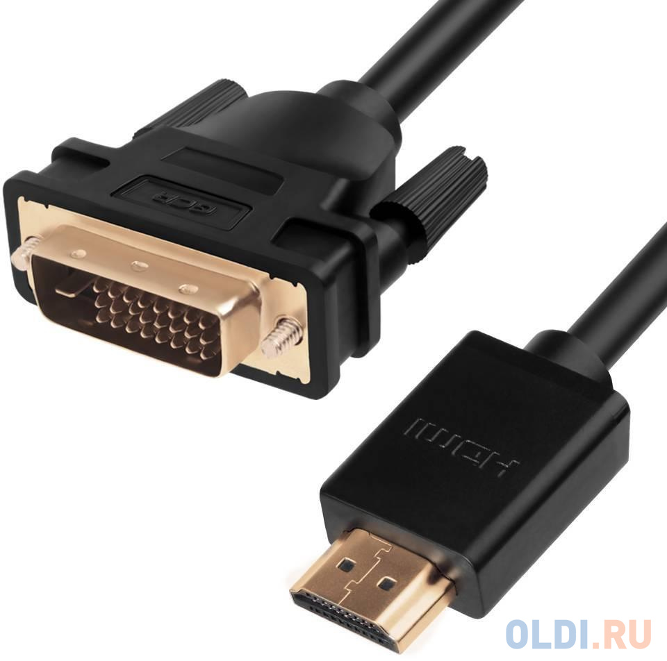 Greenconnect Кабель HDMI-DVI 5.0m черный, OD7.3mm, 28/28 AWG, позолоченные контакты, 19pin AM / 24+1M AM double link, GCR-HD2DVI1-5.0m, тройной экран кабель dvi 1 8 м dvi d dual link 24 pin пакет