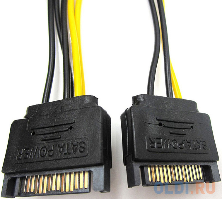 Переходник питания для PCI-Ex видеокарт 2 x SATA 15pin (M) - 8pin ORIENT C588 фото