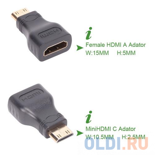 Переходник HDMI-19F <-- Mini-HDMI-19M, VCOM <CA316 - фото 3