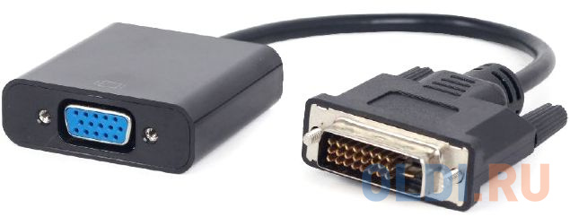 Переходник DVI-D-VGA Digital Cablexpert A-DVID-VGAF-01, 25M/15F, длина кабеля 0,2м, черный, пакет