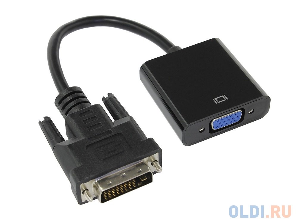 Переходник DVI-D-VGA Digital Cablexpert A-DVID-VGAF-01, 25M/15F, длина кабеля 0,2м, черный, пакет фото