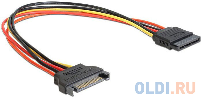 Cablexpert Удлинитель кабеля питания SATA 15pin(M)/15pin(F), 50см (CC-SATAMF-02) разветвитель питания cablexpert cc psu 82 molex sata pci express 8pin для подключения в к pci е 8pin к б п atx