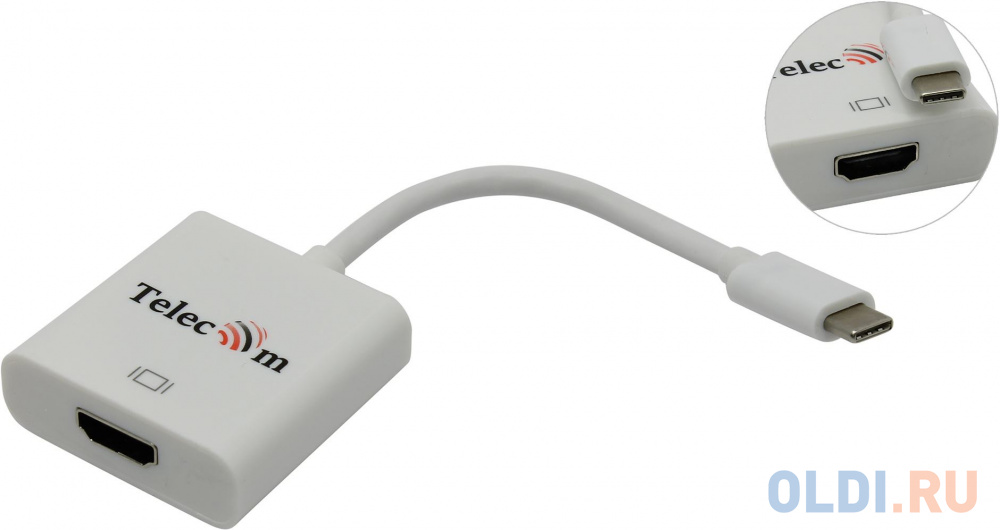 

Кабель-адаптер USB 3.1 Type-Cm --> HDMI A(f) 3840x2160@30Hz, 10Gbps , 0,15m Telecom<TCA423>