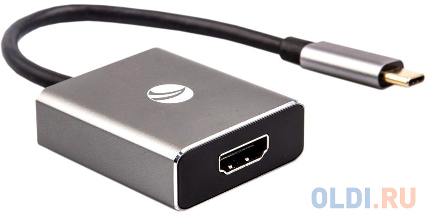 Aдаптер USB 3.1 Type-Cm -->HDMI A(f) 4K@60Hz, Aluminum Shell, VCOM<CU423T> переходник hdmi 19f microhdmi type d 19m vcom ca325