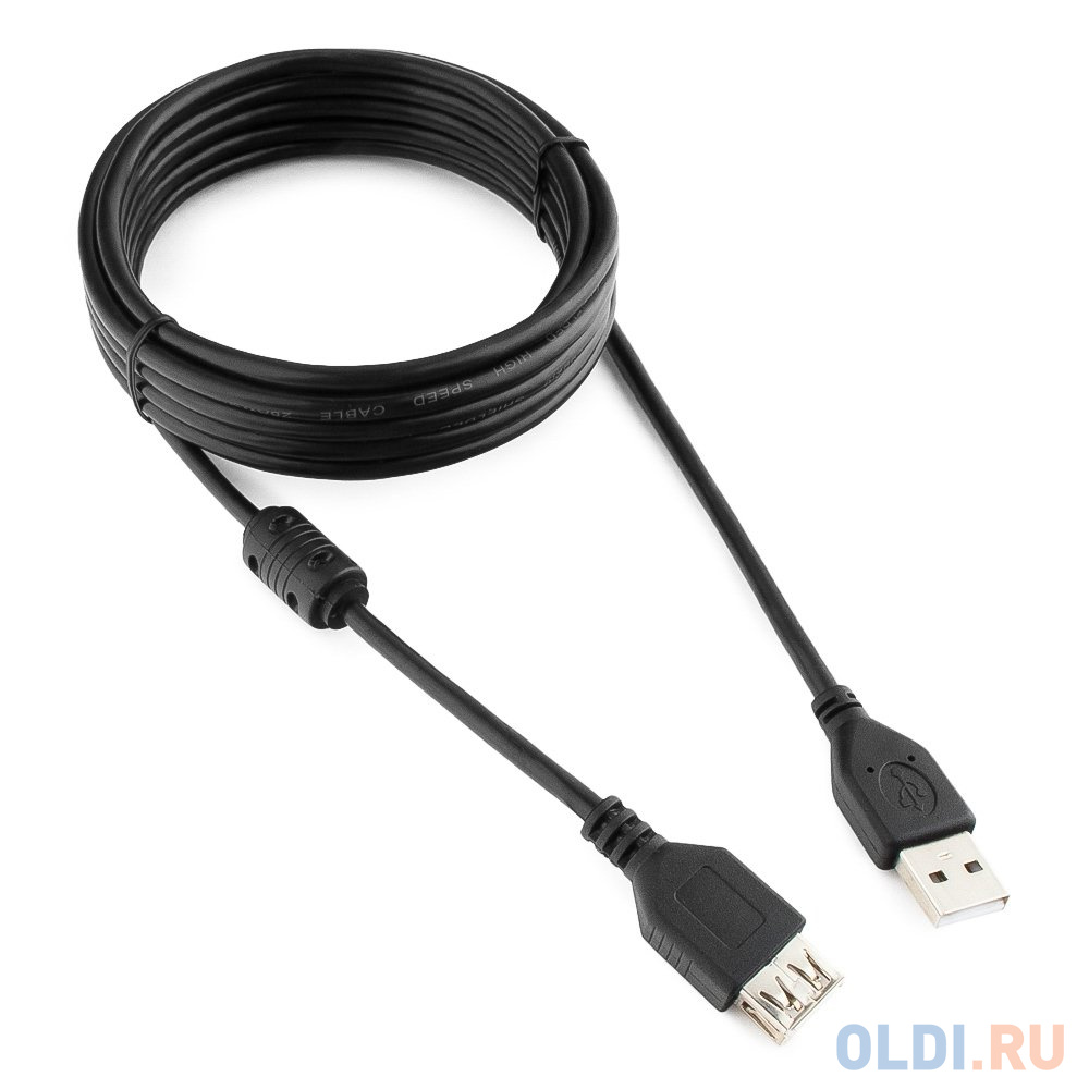 Кабель удлинитель USB 2.0 Pro Gembird CCF-USB2-AMAF-10, AM/AF 3м, экран , феррит.кольцо,  черный, пакет