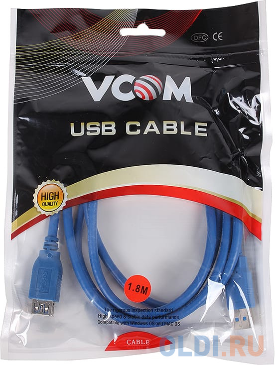 Кабель удлинительный VCOM USB3.0 Am-Af 1,8m (VUS7065-1.8M) Кабель удлинительный VCOM USB3.0 Am-Af 1,8m (VUS7065-1.8M) фото