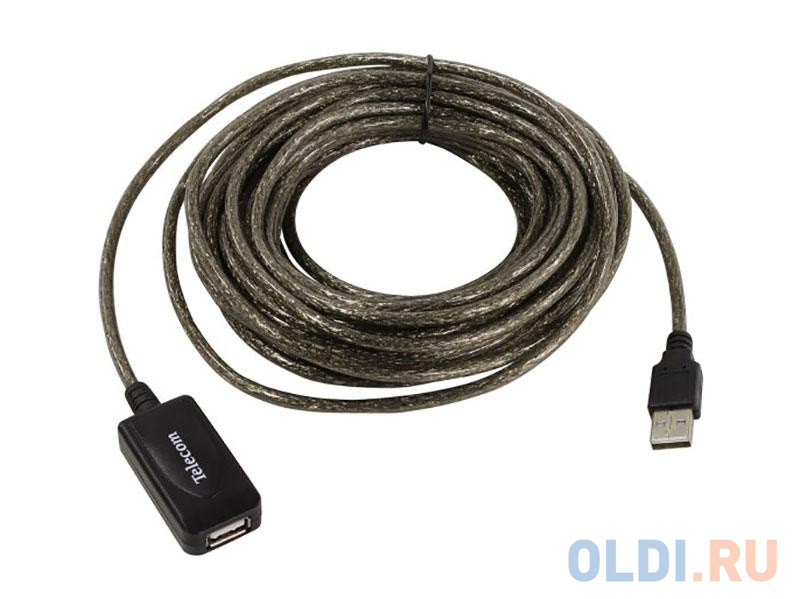 Кабель USB2.0-repeater, удлинительный активный <Am--Af 10м, Telecom <TUS7049-10M кабель удлинительный telecom usb2 0 am af прозрачная изоляция 5 0m vus6956t 5m