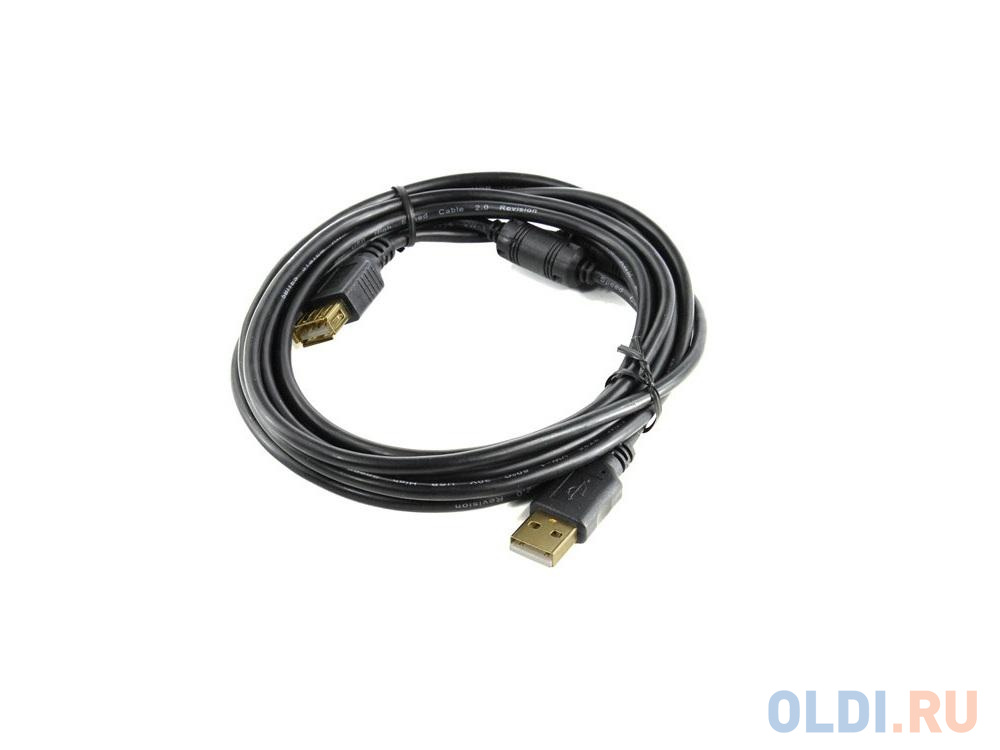Кабель USB 2.0 AM-AF 3.0м 5bites золотые разъемы ферритовые кольца черный UC5011-030A