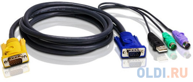 Кабель ATEN 2L-5303UP USB-PS/2 3м кабель aten 2l 1705 db25m db25f для cs101 5м