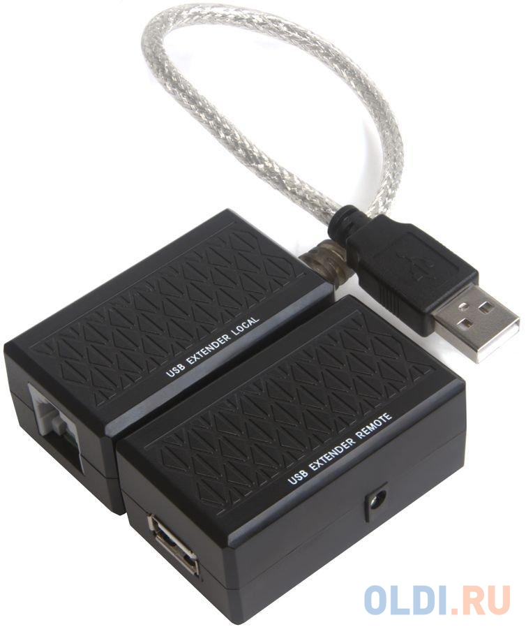 Greenconnect Адаптер-удлинитель активный USB 2.0 по витой паре  AM/AF с доп. питанием до 60 метров
