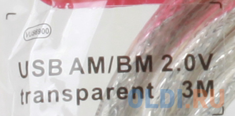 Кабель USB 2.0 AM-BM 3.0м Telecom VUS6900 прозрачная изоляция VUS6900T-3M фото