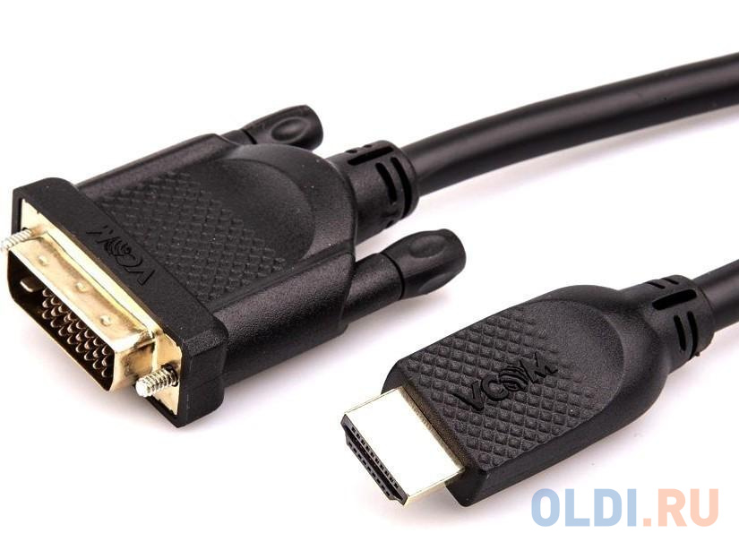 Кабель HDMI AM/DVI(24+1)M, 10м, CU, 1080P@60Hz, 2F, VCOM <CG484GD-10M> кабель hdmi hdmi угловой коннектор 90град 3м 2 0v vcom cg523 3m