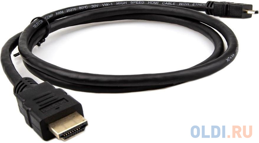 Кабель HDMI-19M --- MicroHDMI-19M ver 2.0+3D/Ethernet,1m Telecom <TCG206-1M>