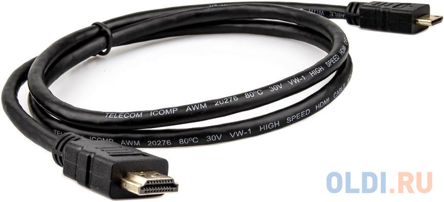 Кабель HDMI-19M --- MiniHDMI-19M ver 2.0+3D/Ethernet,1m Telecom <TCG205-1M>