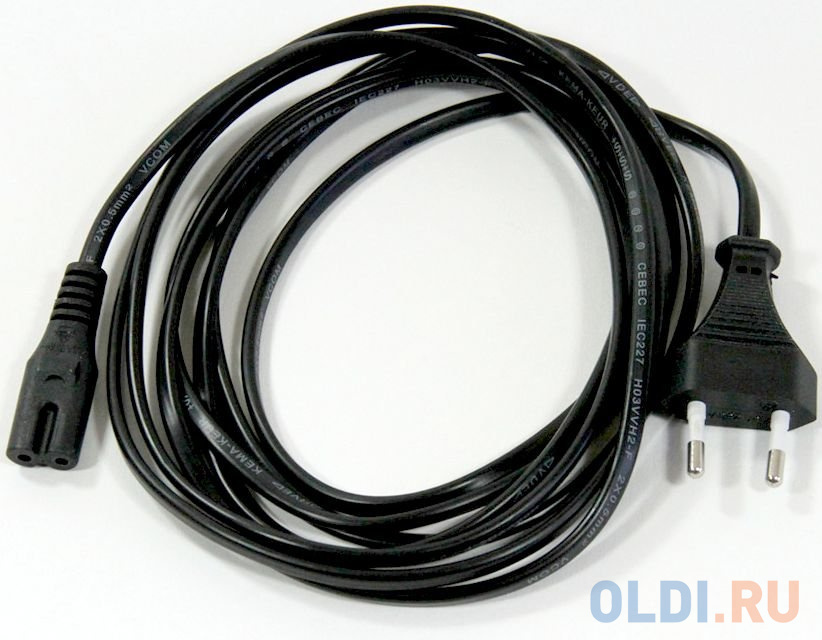 Кабель для аудио-видео техники IEC-320-C7 -- розетка EU, 2-pin <VDE>, VCOM <CE023-CU0.5-3>, 3,0m кабель питания для аудио и видео техники cablexpert