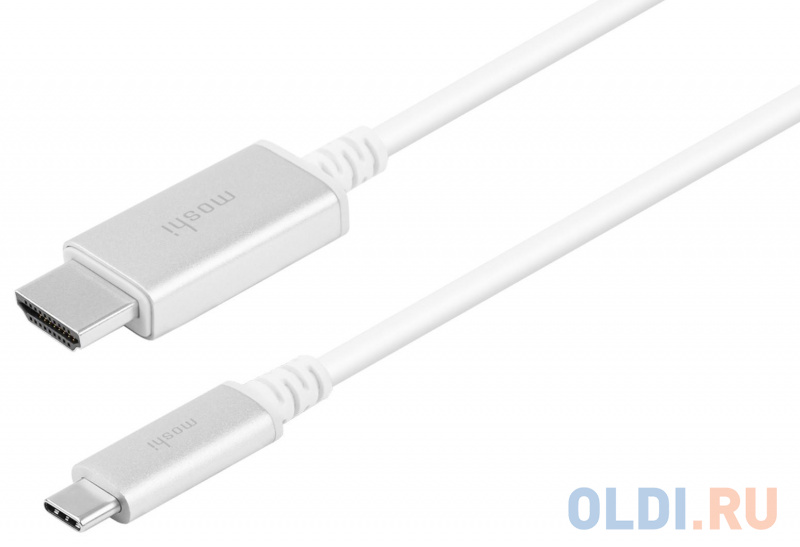 

Кабель Moshi USB-C на HDMI. Поддерживает разрешения видео 1080p HD и 4K UHD с частотой до 60 кадров в секунду. Длина 2 м. Цвет белый.