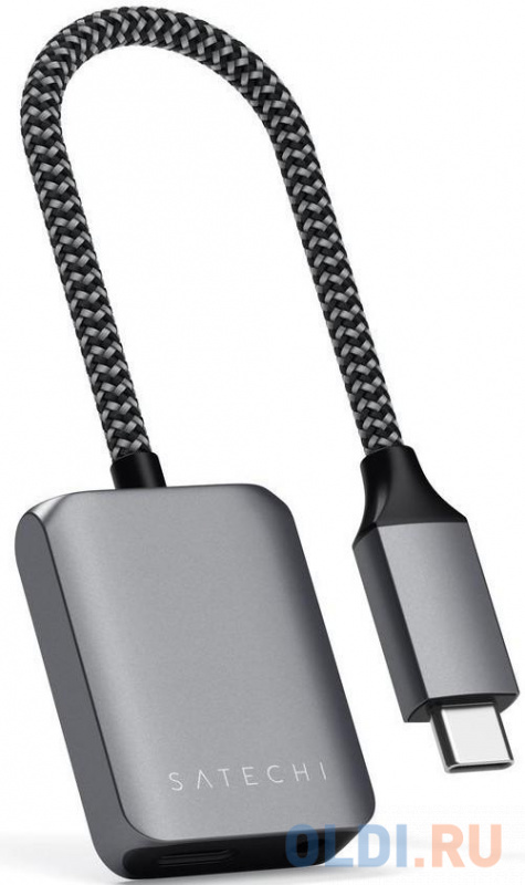 

Адаптер Satechi USB-C to Audio PD Charger Adapter. Цвет: серый космос.