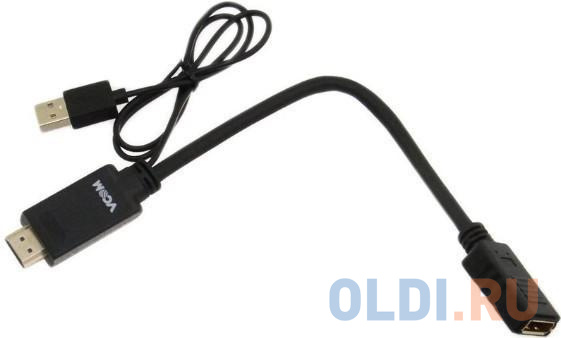 

Кабель-переходник HDMI(M) +USB---> DP(F) 0.15m 4K*30Hz VCOM<CG599>