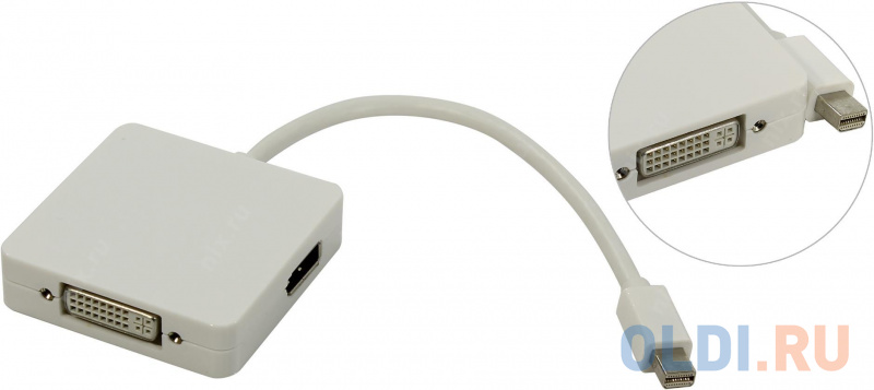 

Кабель-адаптер Orient C305 Mini DisplayPort M - HDMI/ DVI/ DisplayPort, длина 0.2 метра, белый