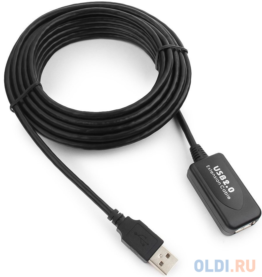 Cablexpert UAE016-BLACK Кабель удлинит. USB 2.0 активный AM/AF, 4.8м, черный, пакет