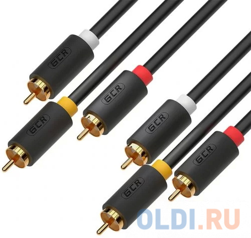 GCR Кабель 3.0m аудио 3 х RCA / 3 х RCA , GOLD, черный, GCR-51821 GCR Кабель 3.0m аудио 3 х RCA / 3 х RCA , GOLD, черный, GCR-51821 фото