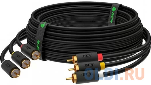 GCR Кабель 3.0m аудио 3 х RCA / 3 х RCA , GOLD, черный, GCR-51821 GCR Кабель 3.0m аудио 3 х RCA / 3 х RCA , GOLD, черный, GCR-51821 фото