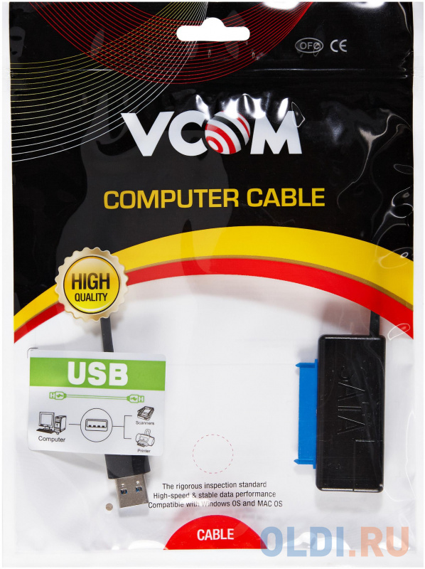 Кабель-адаптер USB3.0 ---SATA III 2.5/3,5"+SSD, правый угол, VCOM <CU817A> Кабель-адаптер USB3.0 ---SATA III 2.5/3,5"+SSD, правый угол, VCOM <CU817A> фото