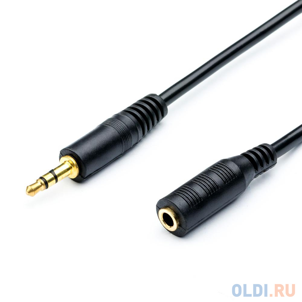 Аудио-кабель удлинитель 1.5 m Jack3.5(m)/Jack3.5(f), цвет черный AT6468 - фото 1