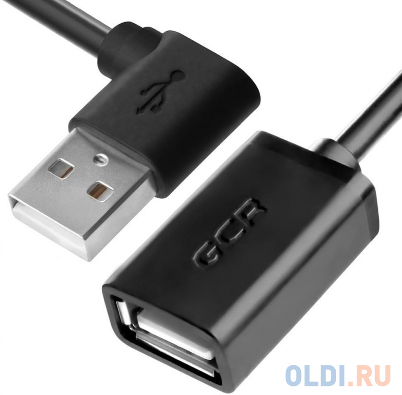 

Greenconnect Удлинитель 1.0m USB 2.0, AM угловой/AF, черный, 28/28 AWG, морозостойкий, GCR-AUEC6M-1.0m