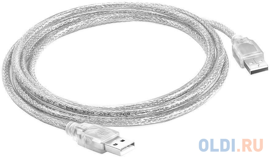 Greenconnect Кабель 0.5m USB 2.0, AM/AM, прозрачный, 28/28 AWG, экран, армированный, морозостойкий, GCR-UM3M-BB2S-0.5m